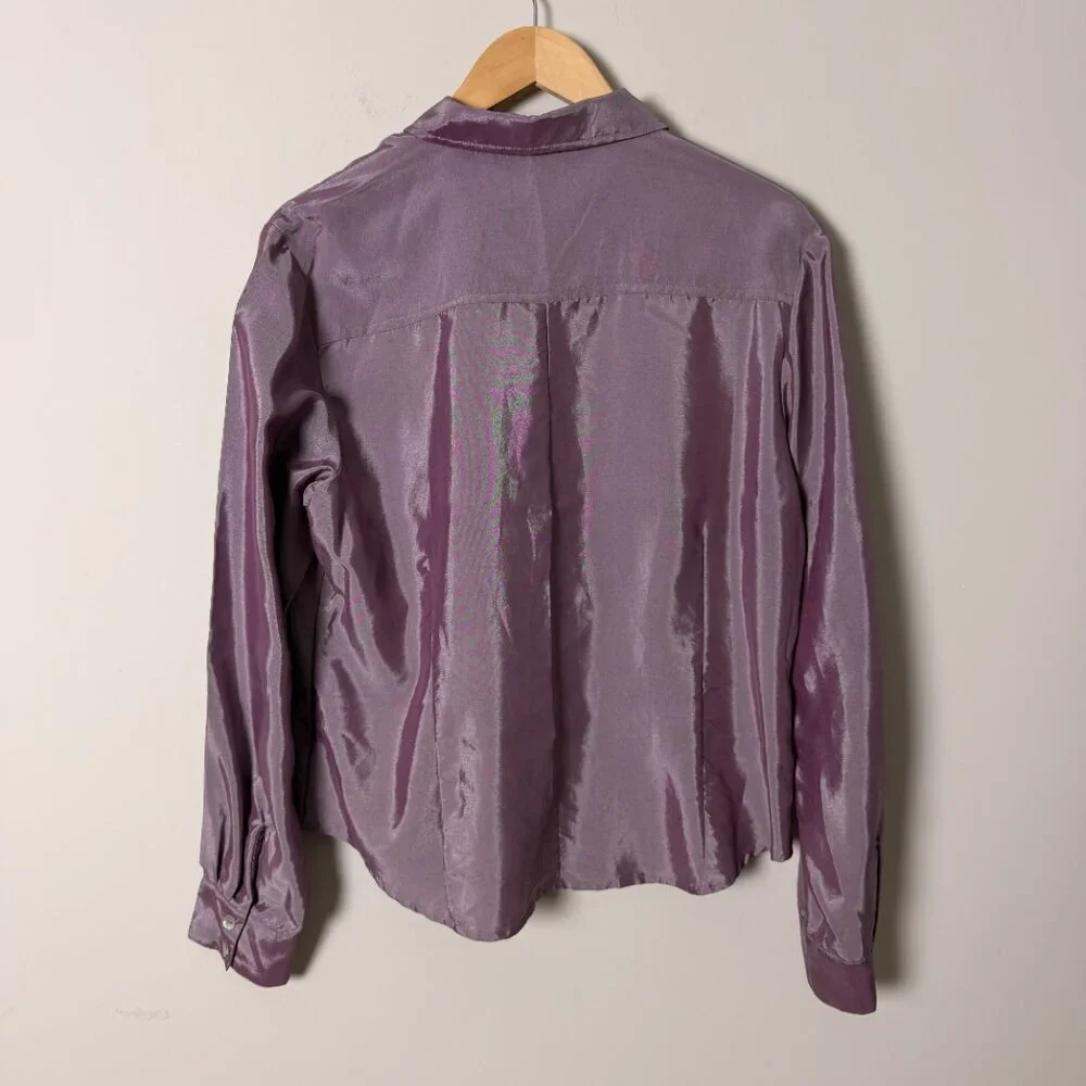 2/$30 Dress Barn Silk Blend Purple Button Down Top Large